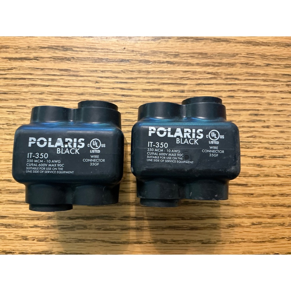 2 Polaris Black IT-350 Insulated Multi-Tap Connector 350 MCM-10 AWG 2-Port